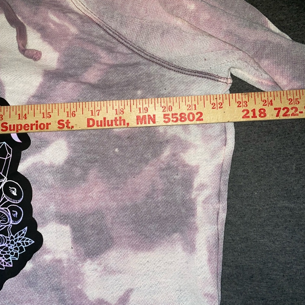 Handmade Purple bleach Tie-Dye Hoodie with embroidered patches Crystal Design - Picture 6 of 9